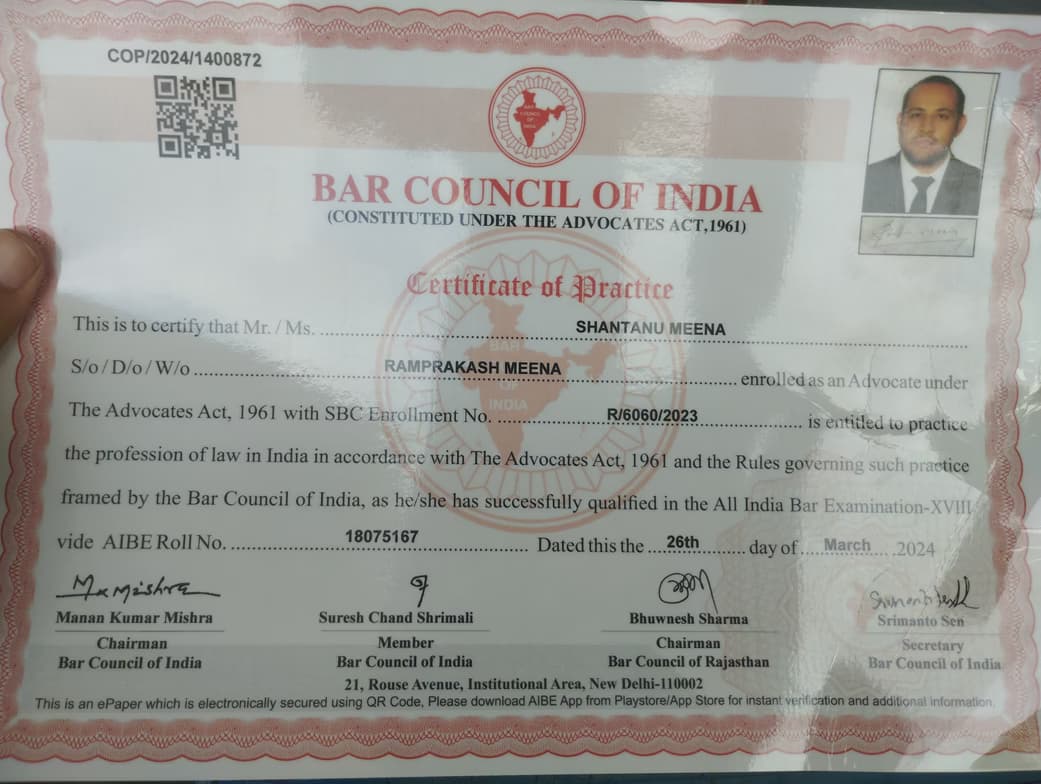 Verified degree or teaching certification of Shantanu