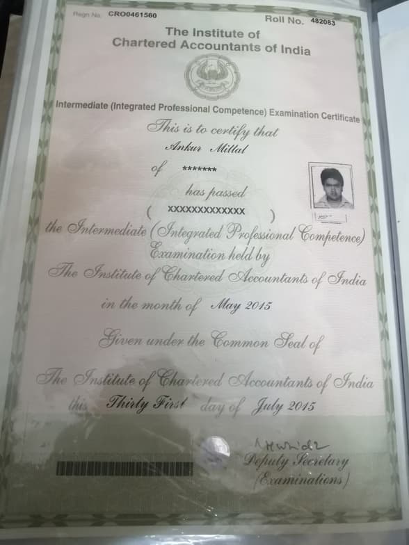 Verified degree or teaching certification of Ankur