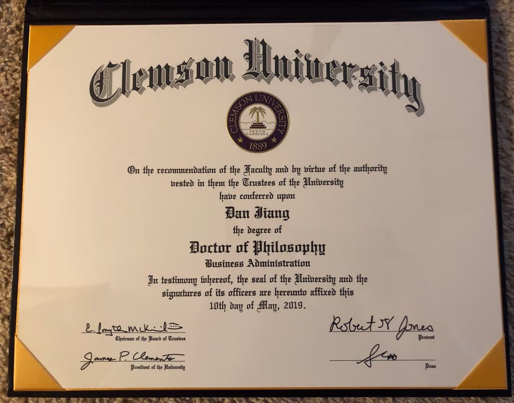 Verified degree or teaching certification of Claire