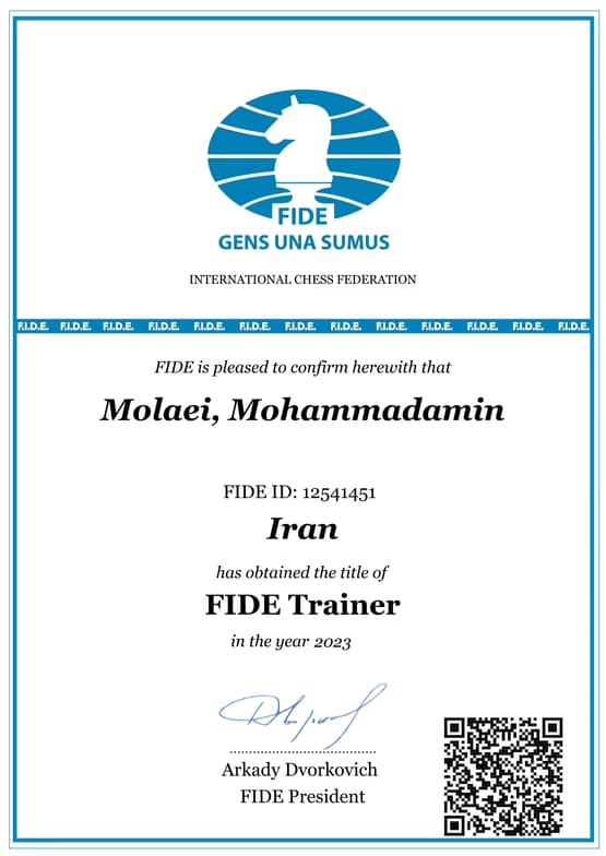 Verified degree or teaching certification of Mohammadamin