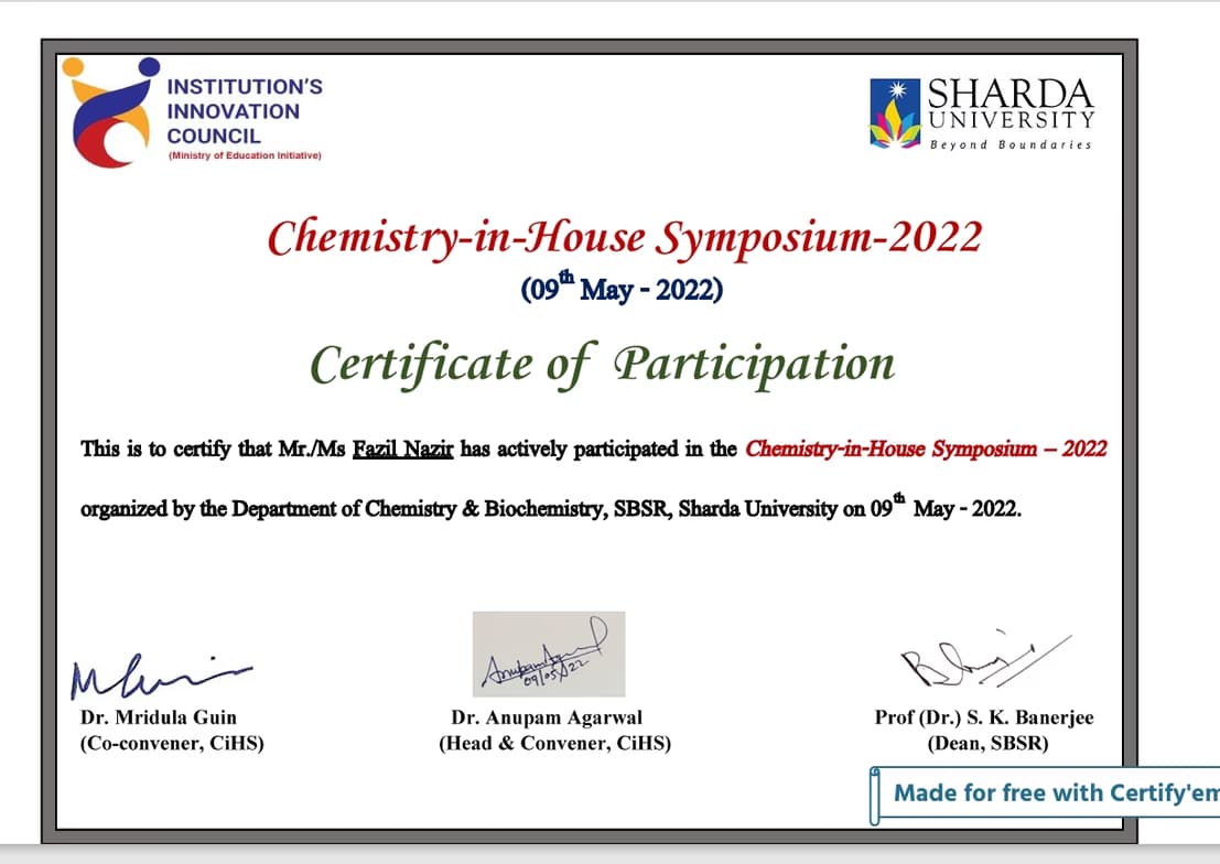 Profile photo of Fazil , Chemistry tutor at Wiingy