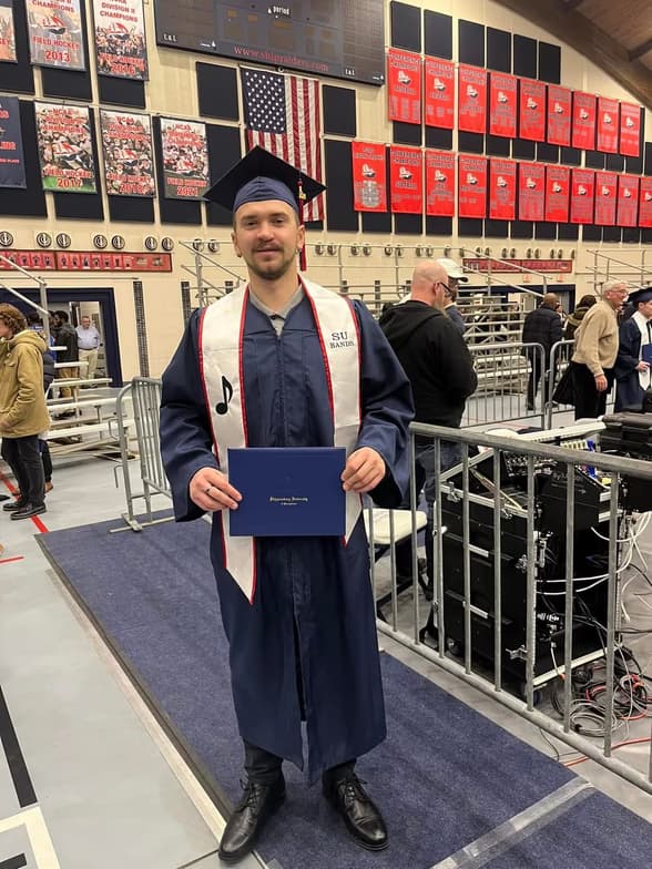 Graduation ceremony photo of Kyler