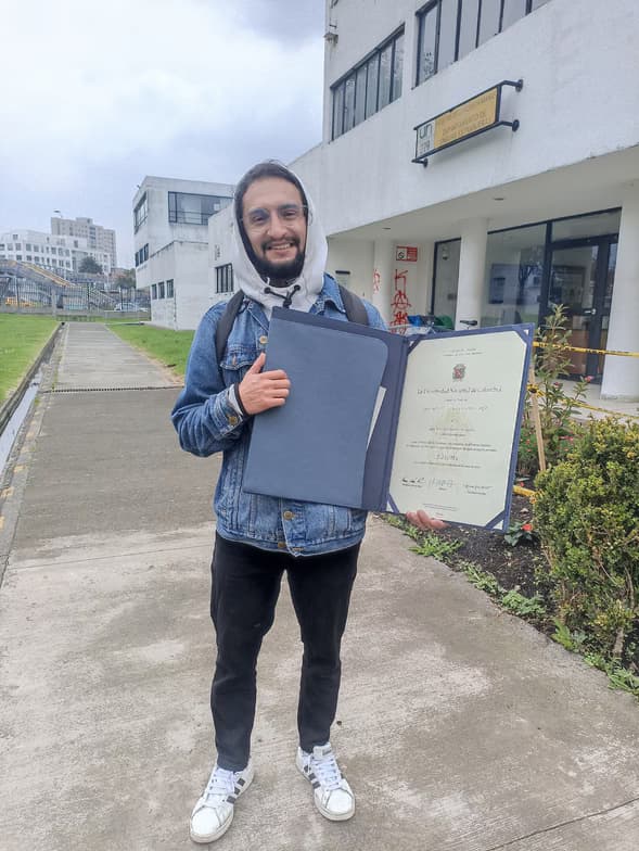 Graduation ceremony photo of Juan Sebastian