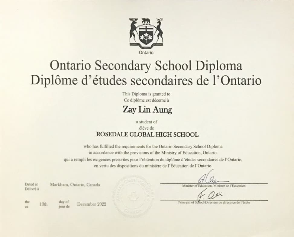 Verified degree or teaching certification of Zay