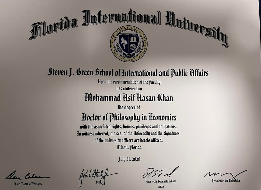 Verified degree or teaching certification of Mohammad