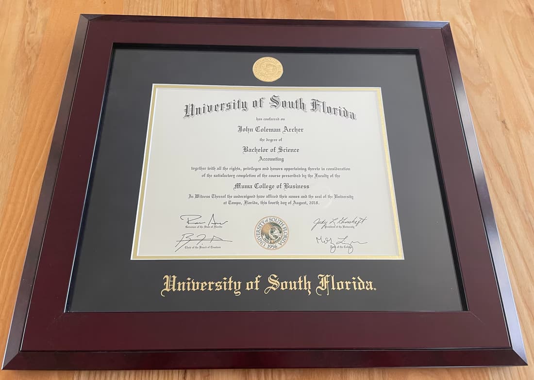 Verified degree or teaching certification of John