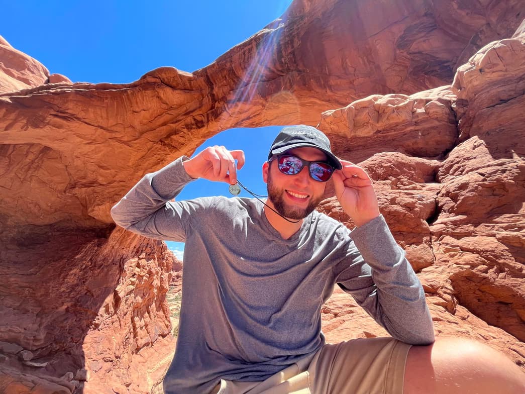 Travel snapshot of John during a trip