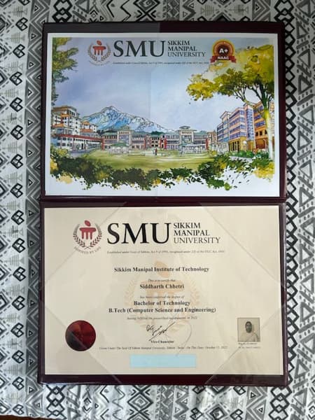 Verified degree or teaching certification of Siddharth