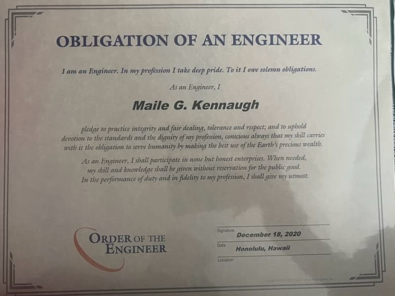 Verified degree or teaching certification of Maile