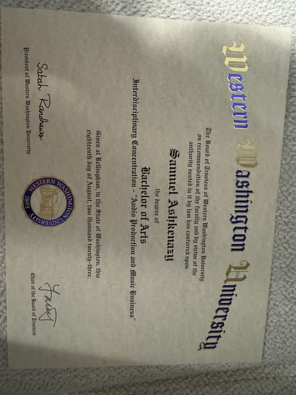 Verified degree or teaching certification of Sam