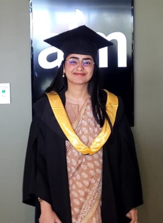 Graduation ceremony photo of Navya