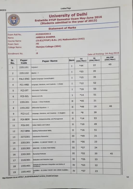 Verified degree or teaching certification of ambica