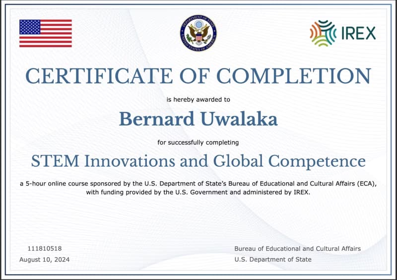 Verified degree or teaching certification of Bernard