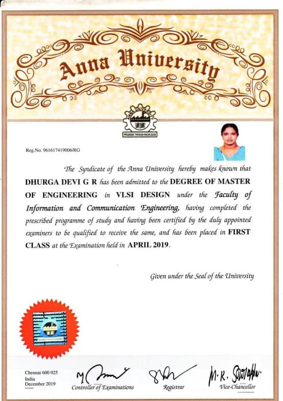 Verified degree or teaching certification of dhurga
