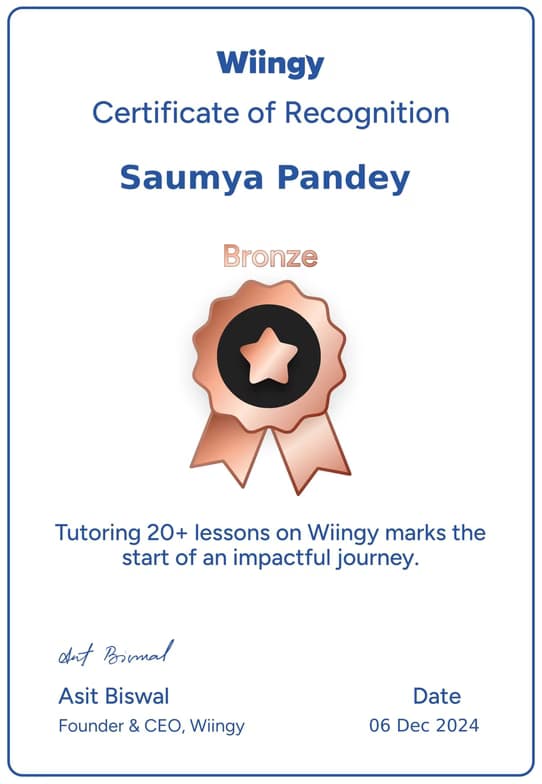 Verified degree or teaching certification of Saumya