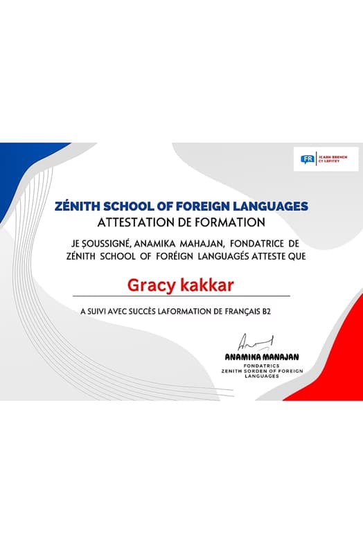 Verified degree or teaching certification of Gracy