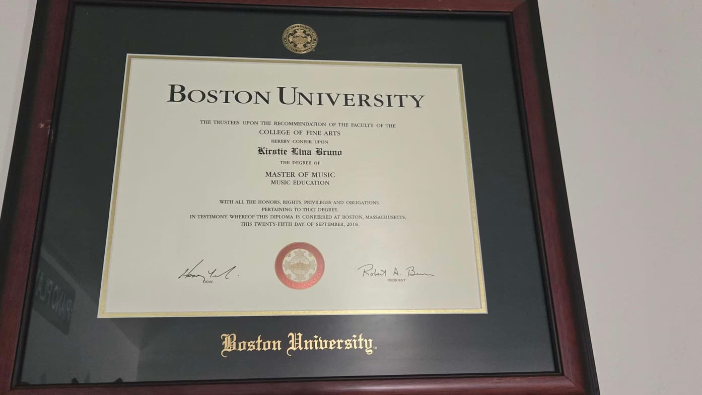 Verified degree or teaching certification of Kirstie