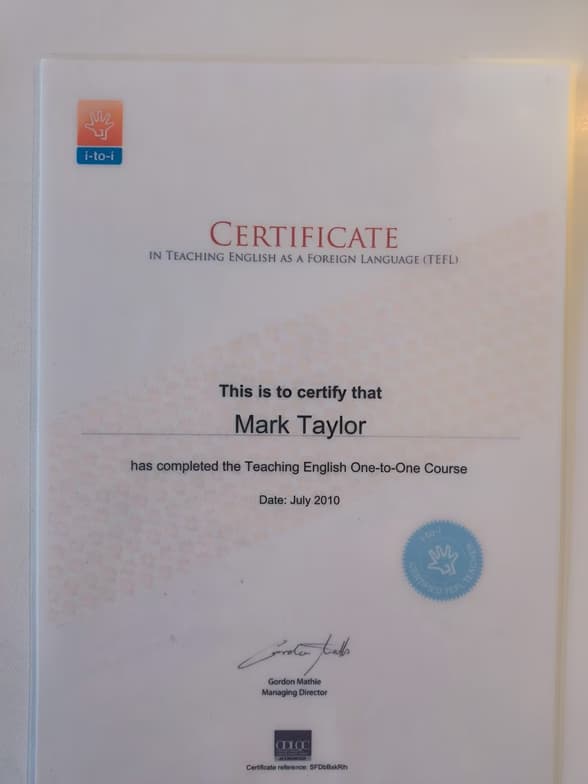 Verified degree or teaching certification of Mark