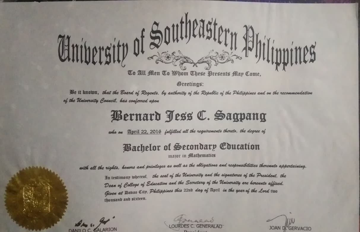 Verified degree or teaching certification of Bernard Jess