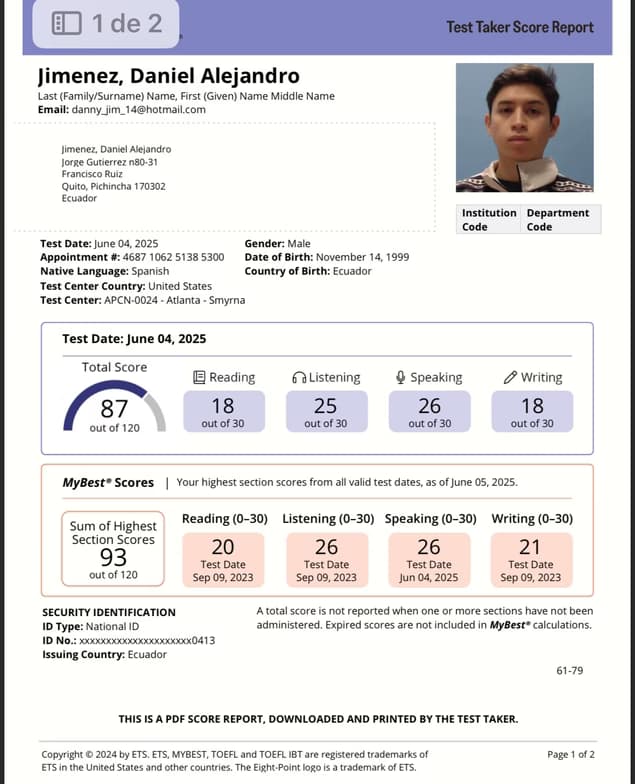 Verified degree or teaching certification of Daniel