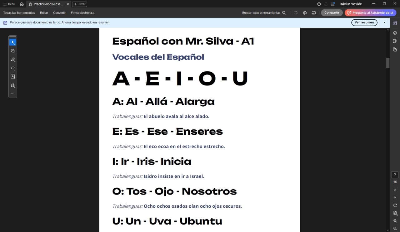 Spanish learning materials by Anaris