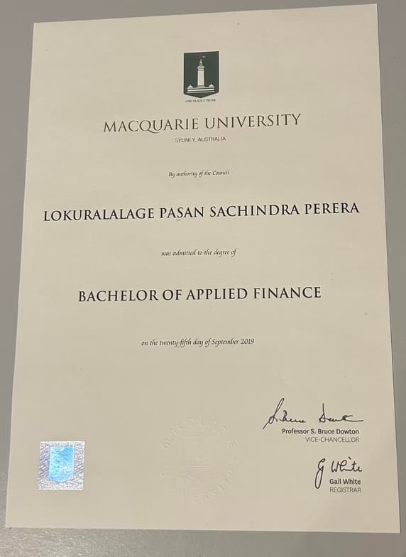 Verified degree or teaching certification of Pasan
