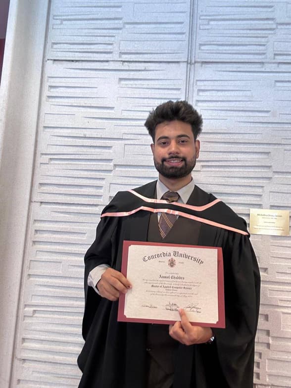 Graduation ceremony photo of Anmol