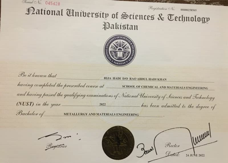 Verified degree or teaching certification of Rija