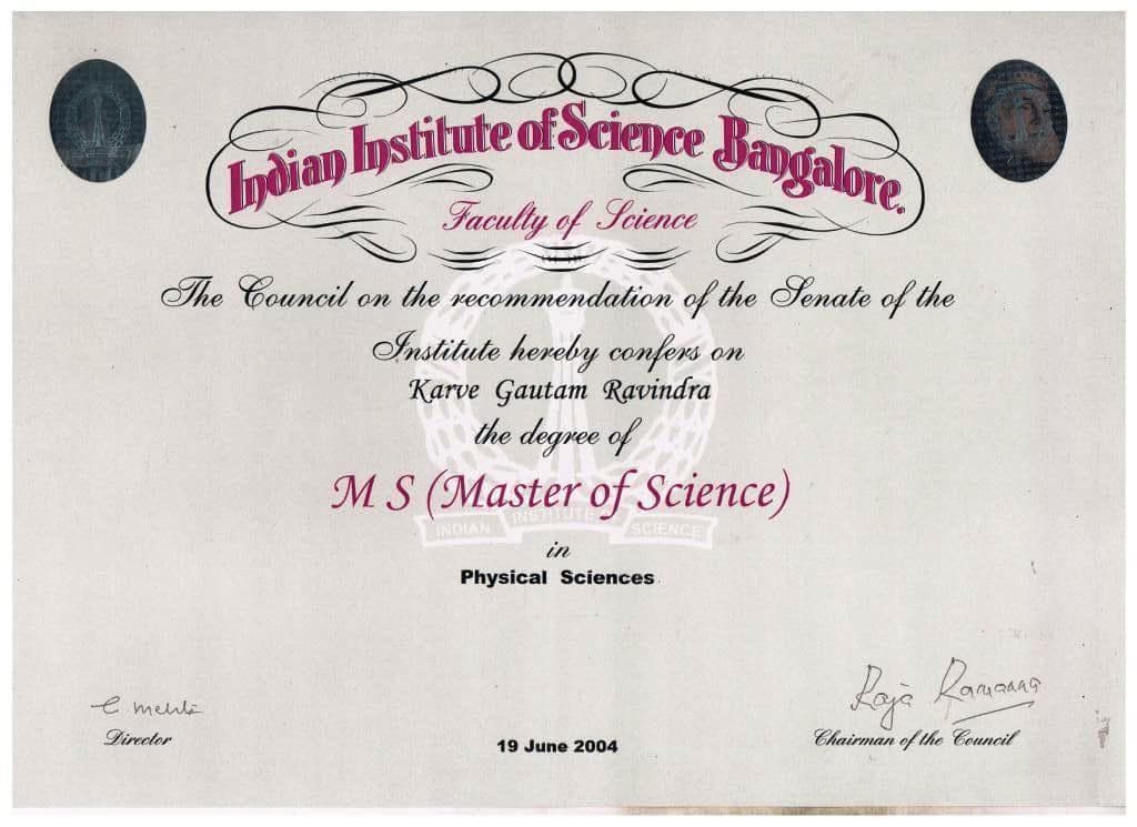 Verified degree or teaching certification of Gautam