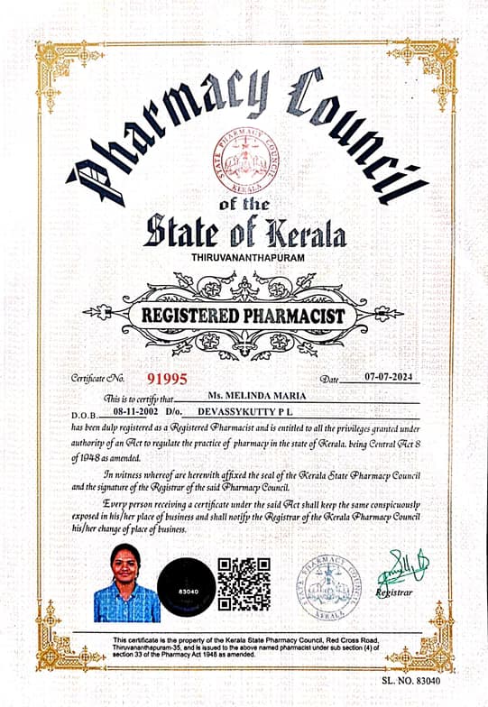 Verified degree or teaching certification of melinda