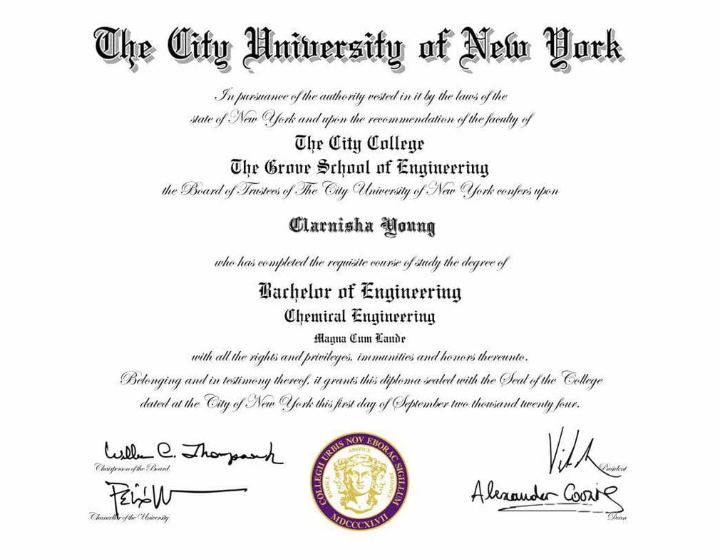 Verified degree or teaching certification of Clarnisha