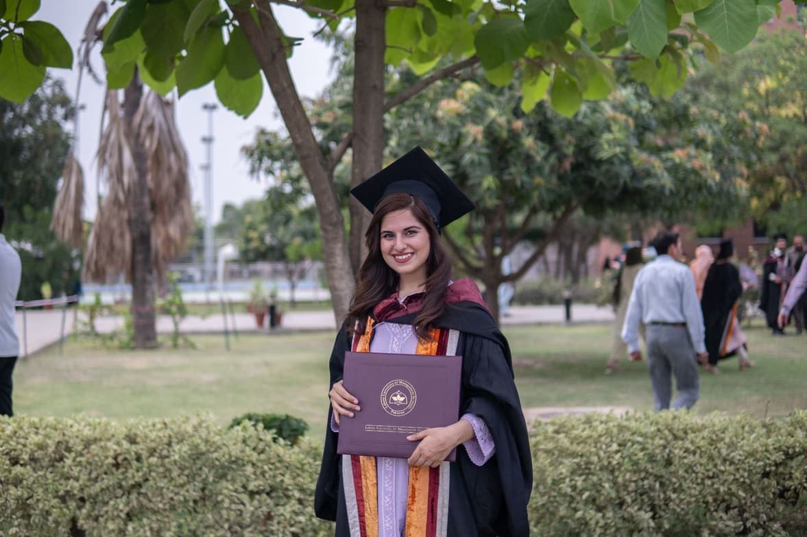 Graduation ceremony photo of Droshum