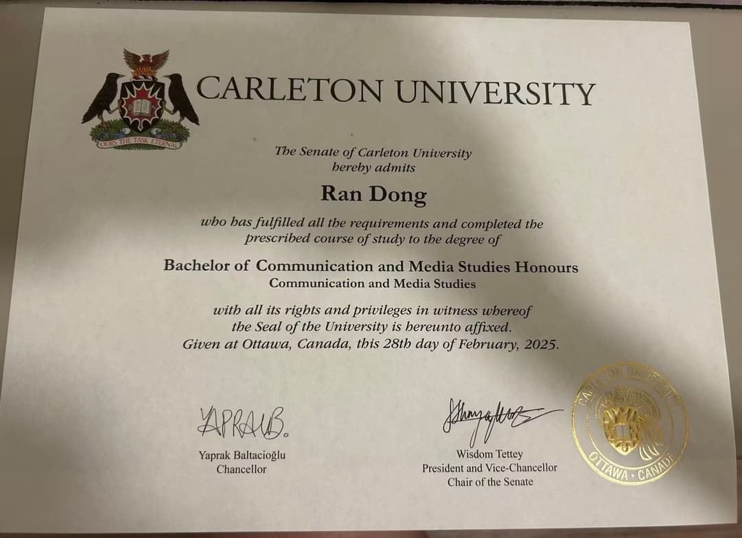 Verified degree or teaching certification of Monika