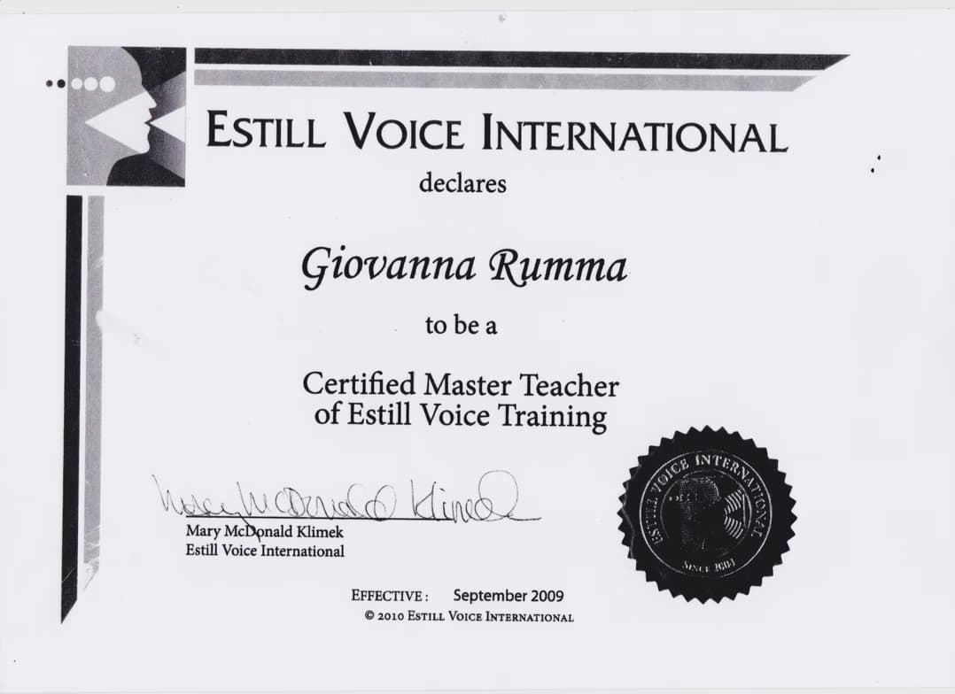 Verified degree or teaching certification of Giovanna