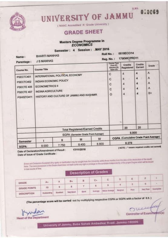 Verified degree or teaching certification of Bharti