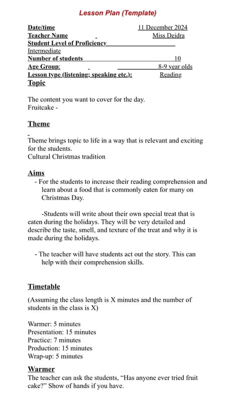 ESL learning materials by Deidra