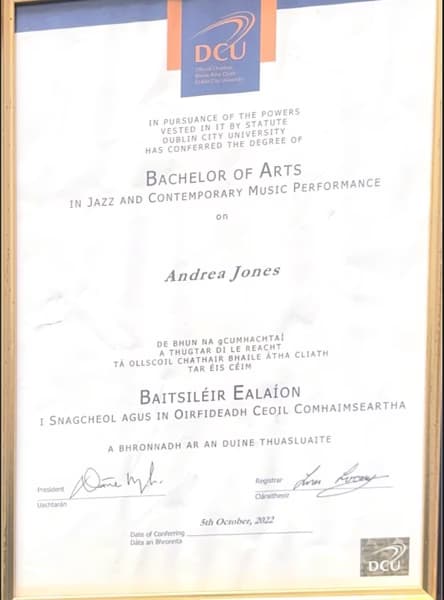 Verified degree or teaching certification of Andrea