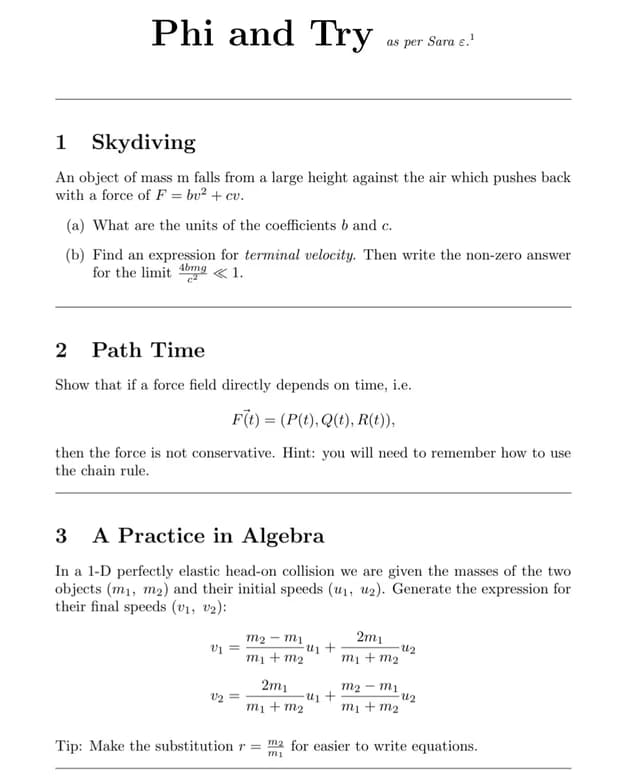 Physics learning materials by Nicholas