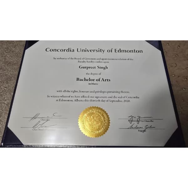 Verified degree or teaching certification of Gurpreet