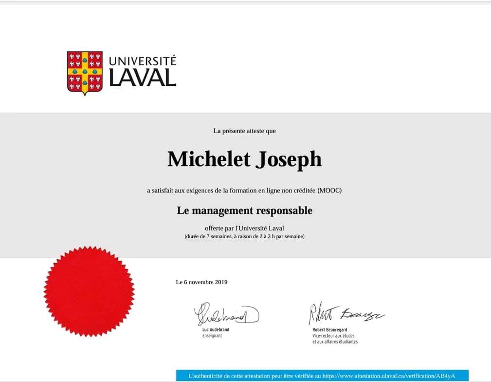 Verified degree or teaching certification of Michelet