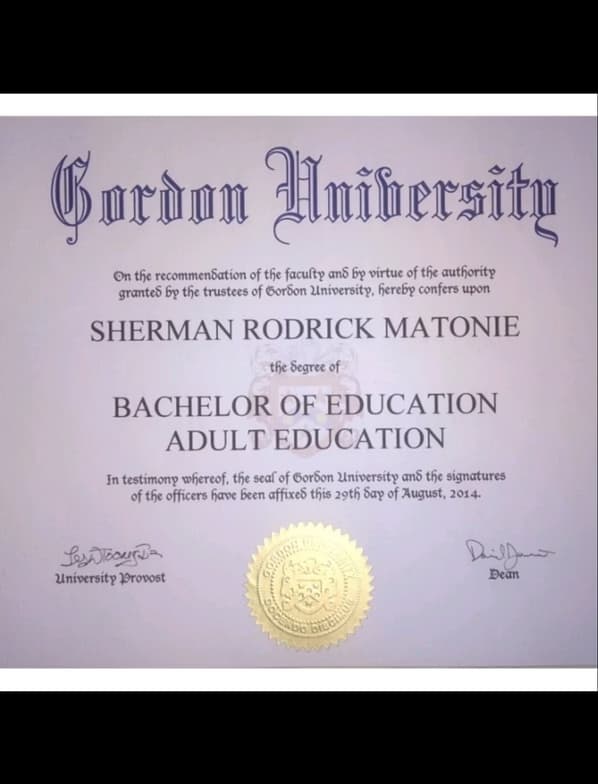 Verified degree or teaching certification of Sherman