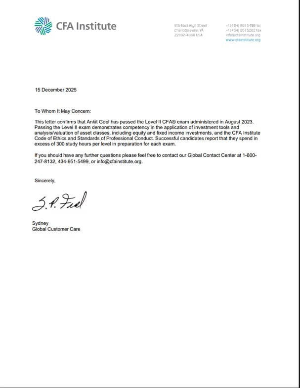 Verified degree or teaching certification of Ankit