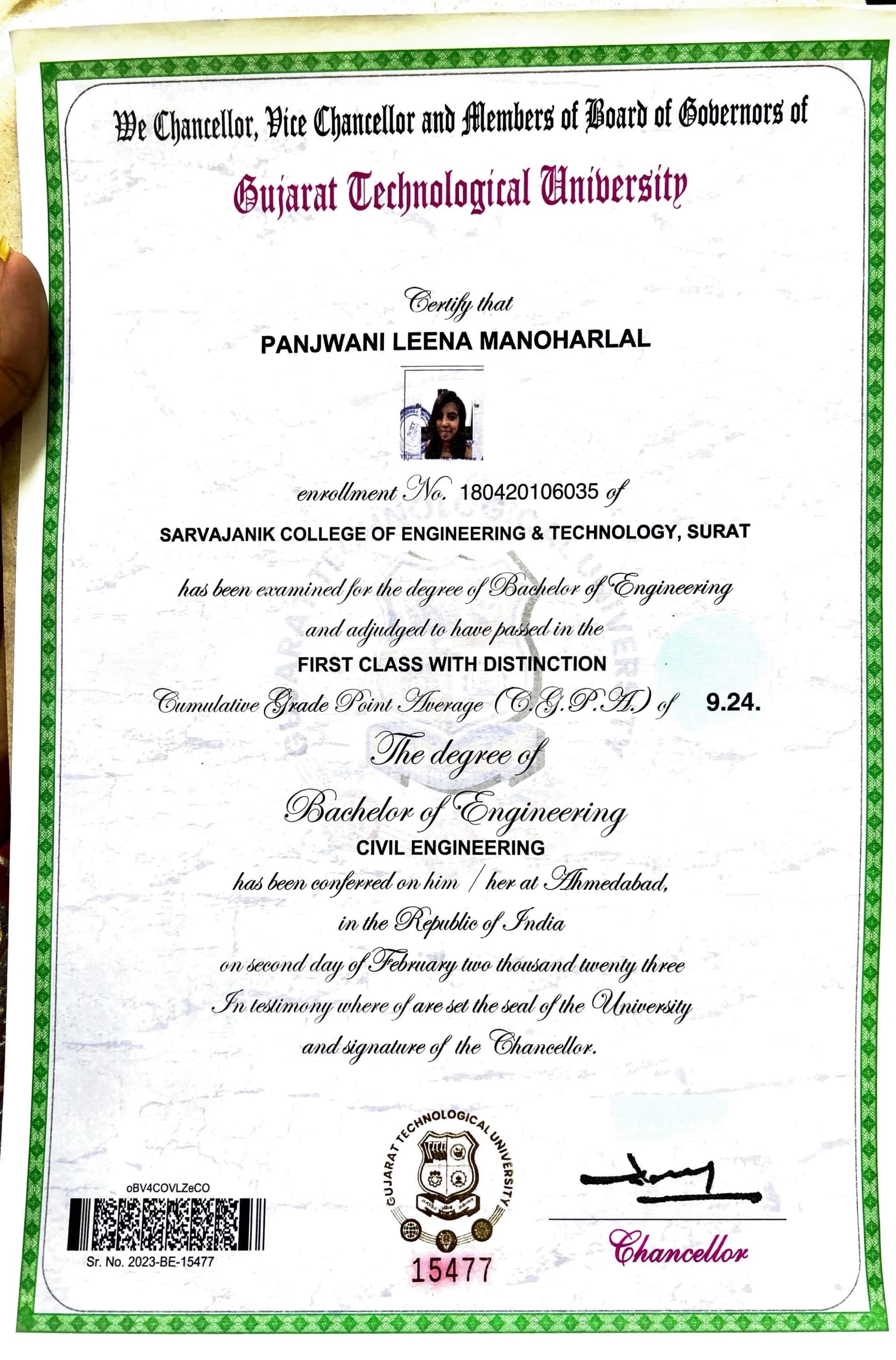 Leena graduated from Gujarat Technical University, Gujarat, India