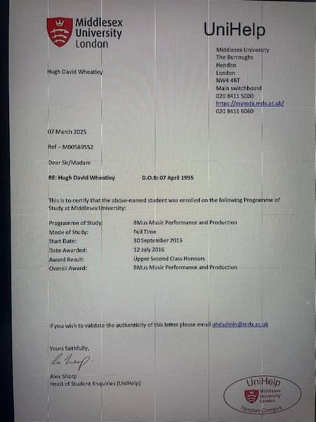 Hugh graduated from London College of Contemporary Music