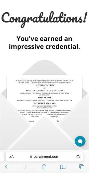 Amir graduated from Hunter College