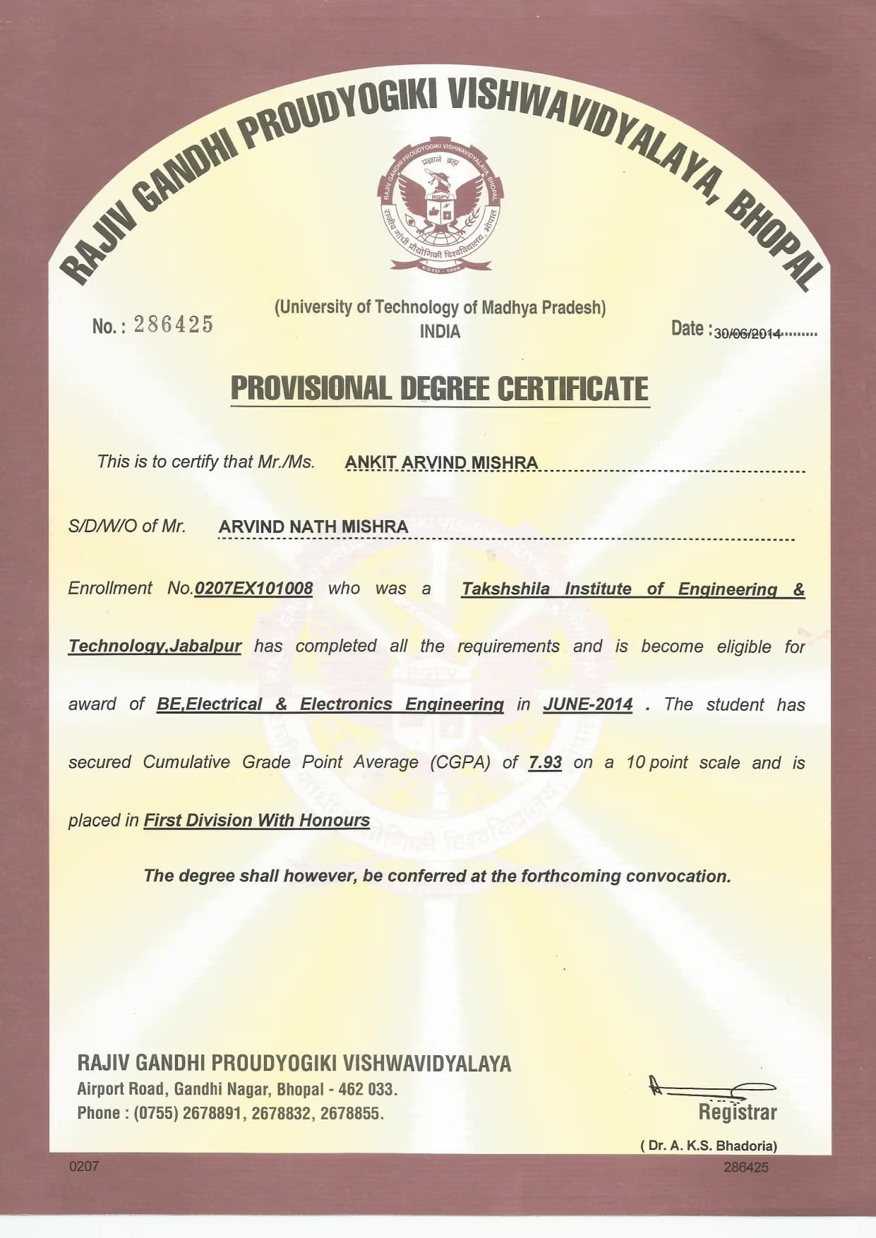 Ankit graduated from Btech