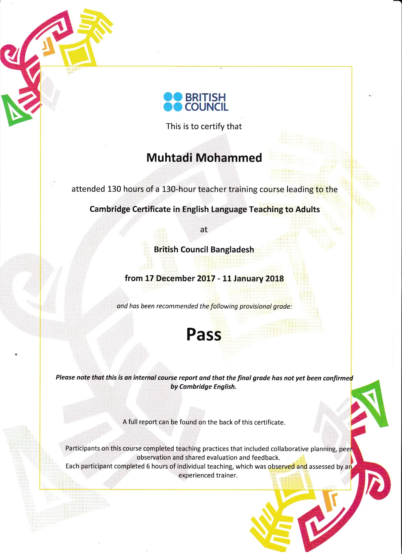 Muhtadi graduated from University of Cambridge