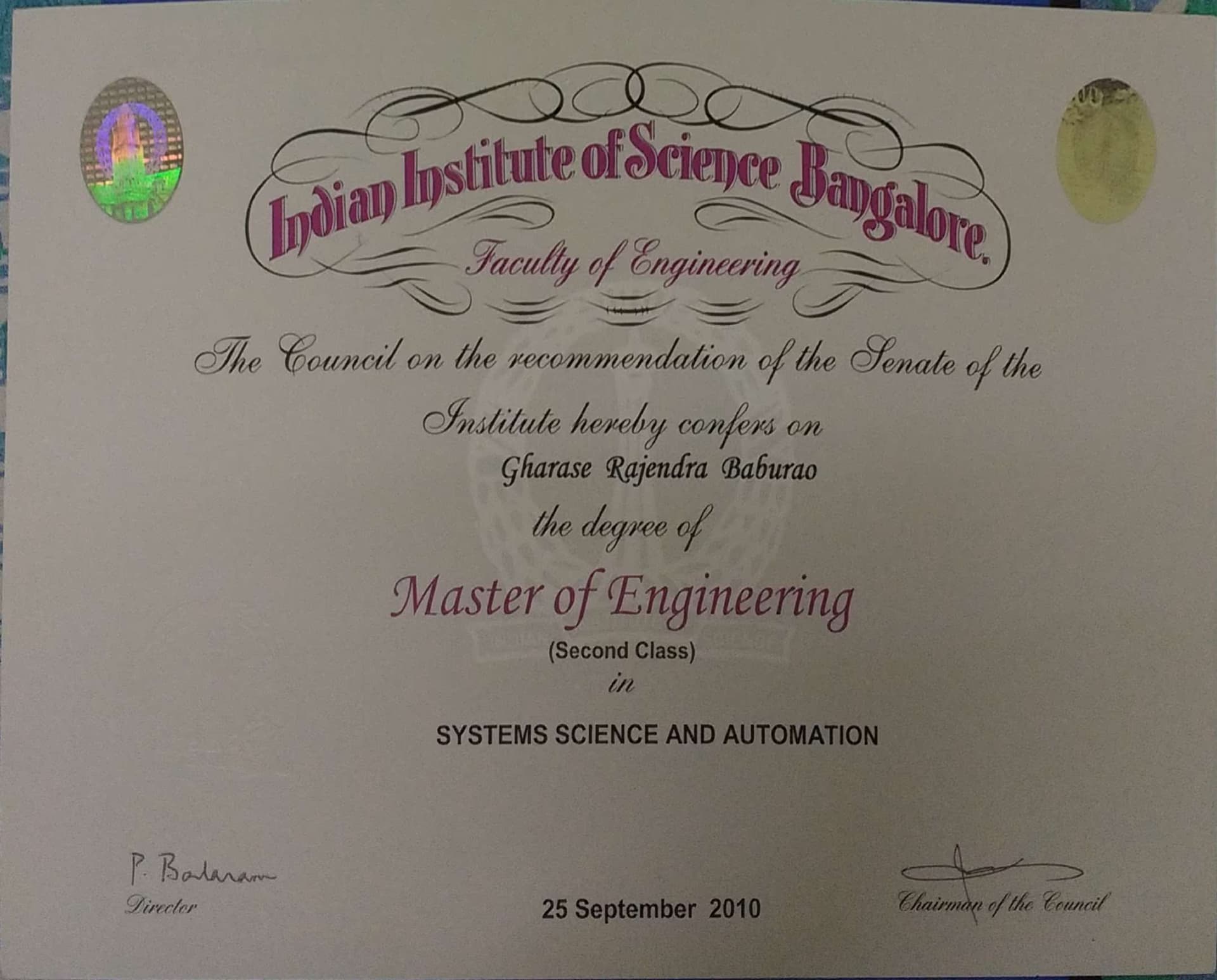 Er graduated from Indian Institute of Science, Bangalore