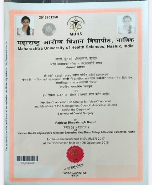 Rajdeep graduated from MUHS